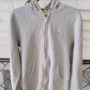 Burberry Grey Full-Zip Hooded Sweatshirt